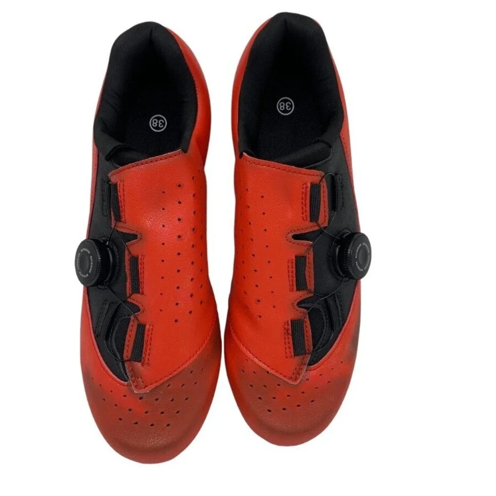 DWZRG Betoosen Mens Road Cycling Shoes Indoor/Outdoor Red/Bla Iridescent 5 1/2 M